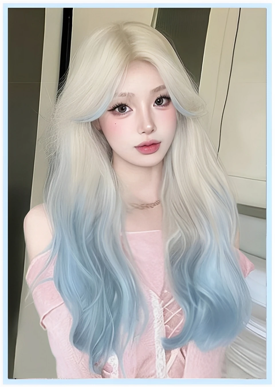 Blue Ombre Synthetic Cosplay Wig for Women