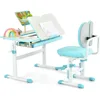 Kids Desk and Chair Set, Height-Adjustable Student Study Desk with Tiltable Desktop, Book Stand, Ergonomic Chair with Footrest 1