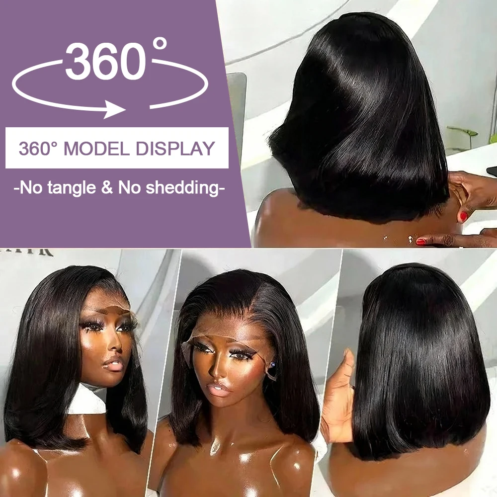 Bob Wigs 10 Inch Bob Wig Human Hair 13x4 Black Glueless Wear And Go Straight Lace Front Wig Vietnamese Female Wig - Image 4