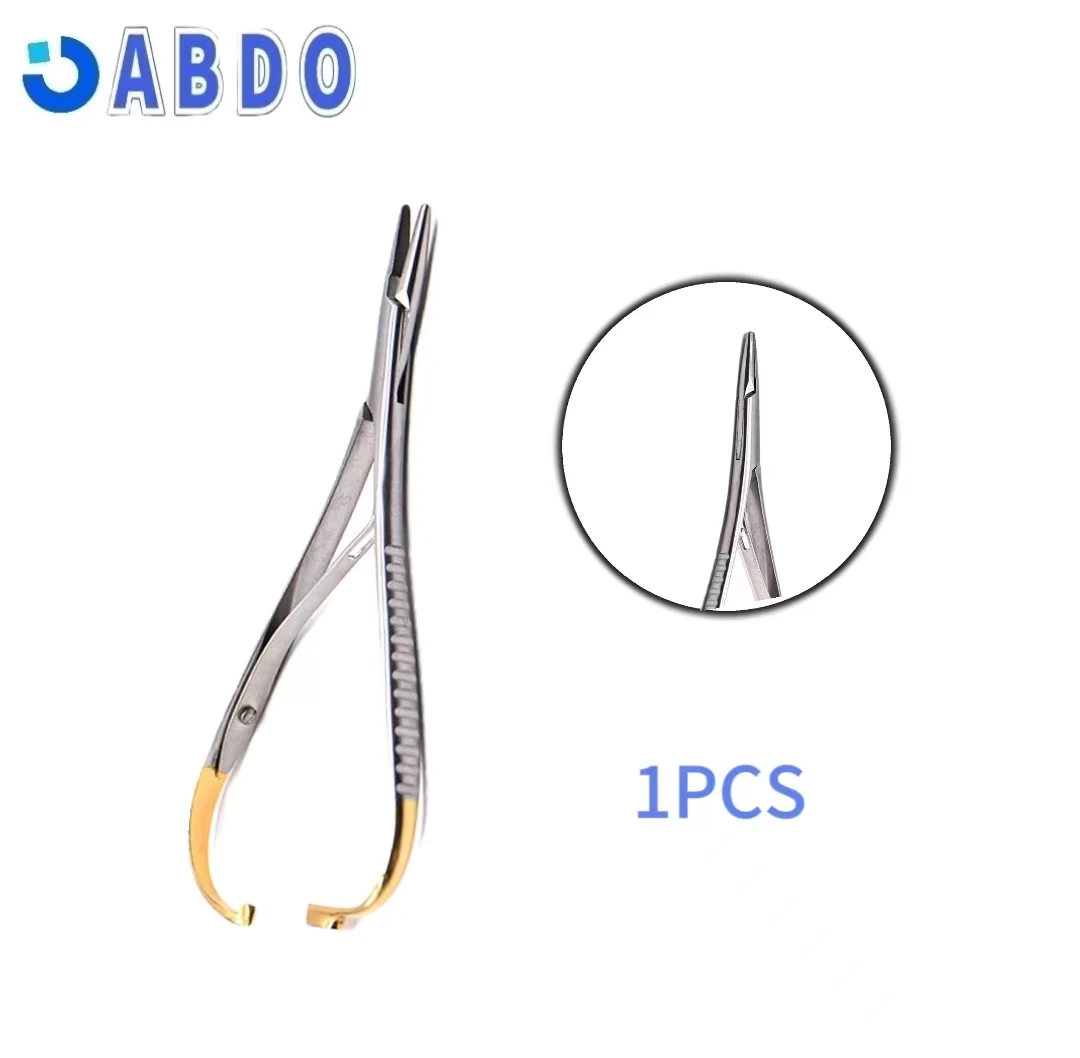 DentalNeedleHolderForcepsCurvedGoldPlatedHandleStainlessSteelOrthodonticPlier