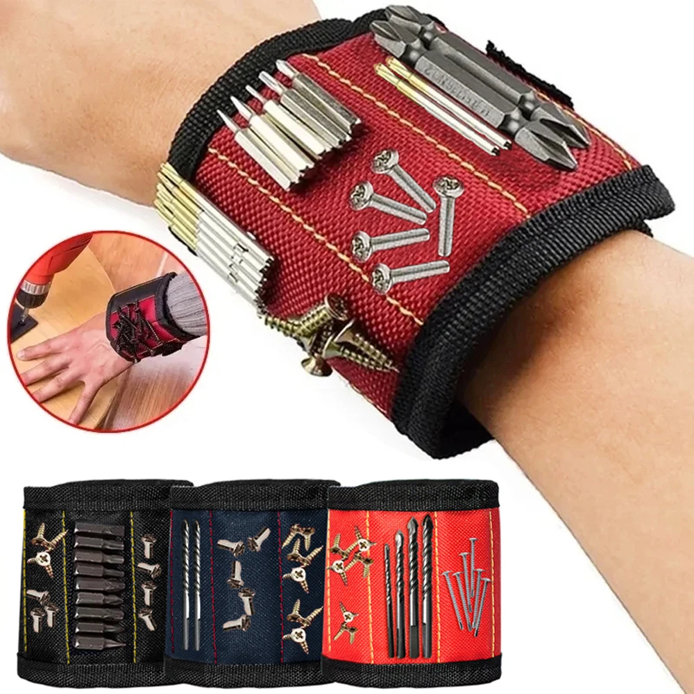 Three-row/five-row Magnetic Magnetic Wristband Kit Electrician Accessories Pick-up Screw Magnetic Wristband Tool Backpack small tool pouch