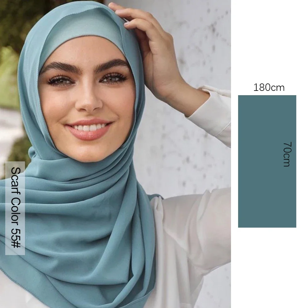 Muslim Women Chiffon Hijab Scarf Soft Material Heavy Chiffon Hijabs Scarves Wrap  56 colors Plain Solid color Headscarf