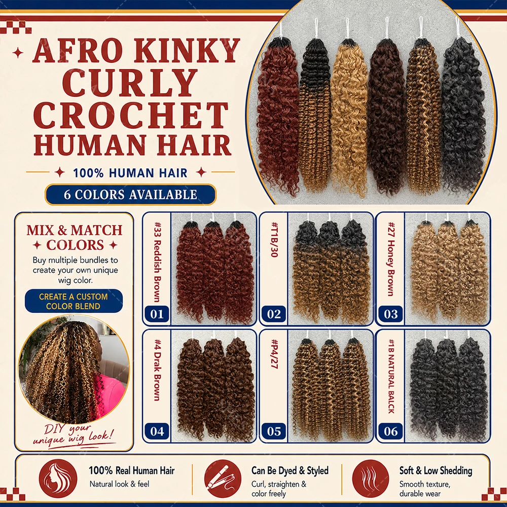 #33 Auburn Copper Small Spirals Curly Miracle Knots Crochet Human Hair For Braids Reddish Brown Afro Kinky Curly Crochet Bundles 3