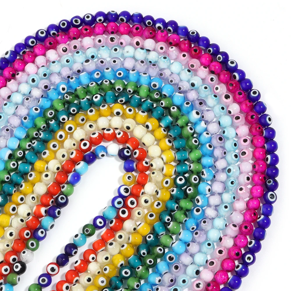 Round Beads Color Glass Eye Beads Spacer for Decoration Making DIY Handmade Crafts Accessories 4mm 6mm 8mm 10mm