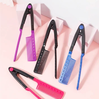 Spazzola per capelli lisci, piastra a V, per stirare i capelli, adatta per parrucchieri, speciale per parrucche di capelli veri