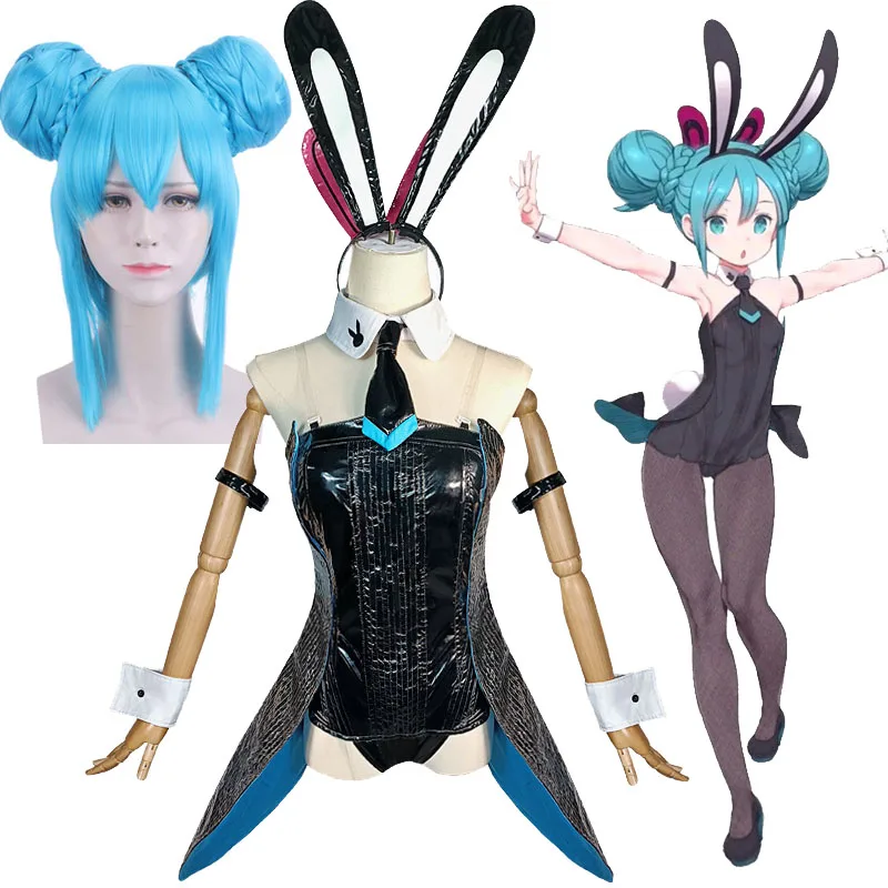 Vocaloid Miku Косплей Костюм Банни девушки колготки женский сексуальный и милый боди