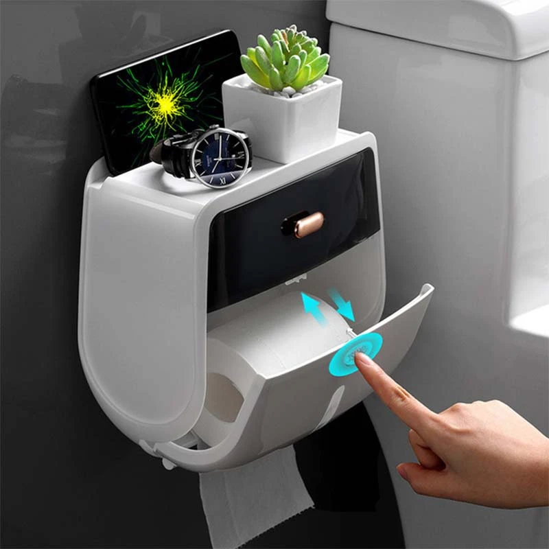 Toilet Paper Holder Storage Box Bathroom Accessories Organizer