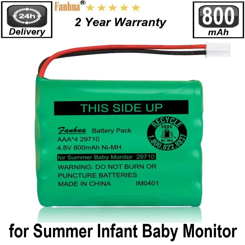 

Ni-MH 4.8V 800mAh Replacement Battery 29580-10 for Summer Infant Baby Monitor 29580 29590 29610 29620 29630 29710 29740 29790