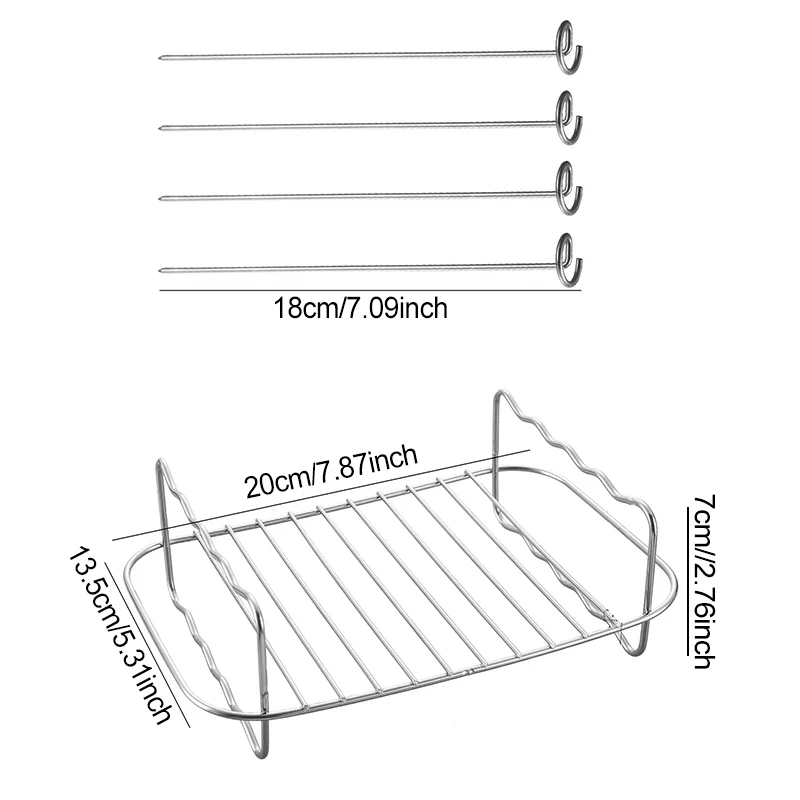 Universal Air Fryer Stackable Metal Grill and Skewer Rack