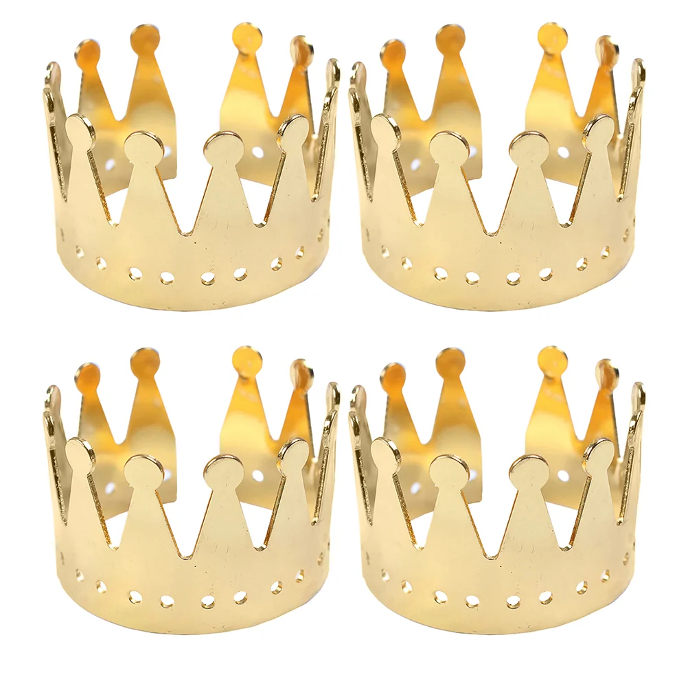 

4pcs Western Restaurant Napkin Buckles Chic Crown Styled Napkin Rings (Golden)