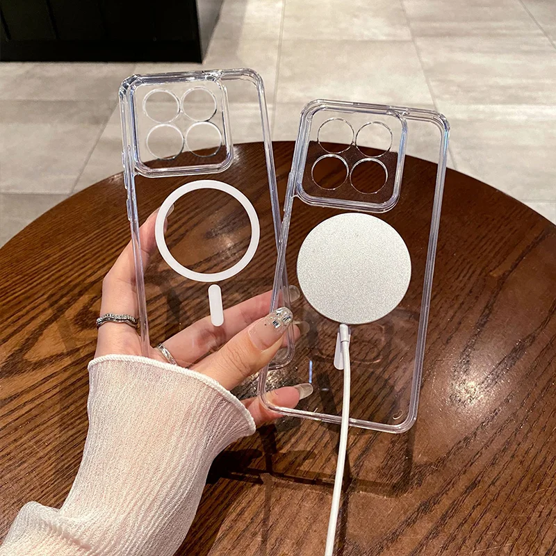 Transparent Clear For Magsafe Case For Xiaomi 14 Ultra 13 12 13T 12T Pro Magnetic Wireless Charging Soft Back Cover Accessories 4