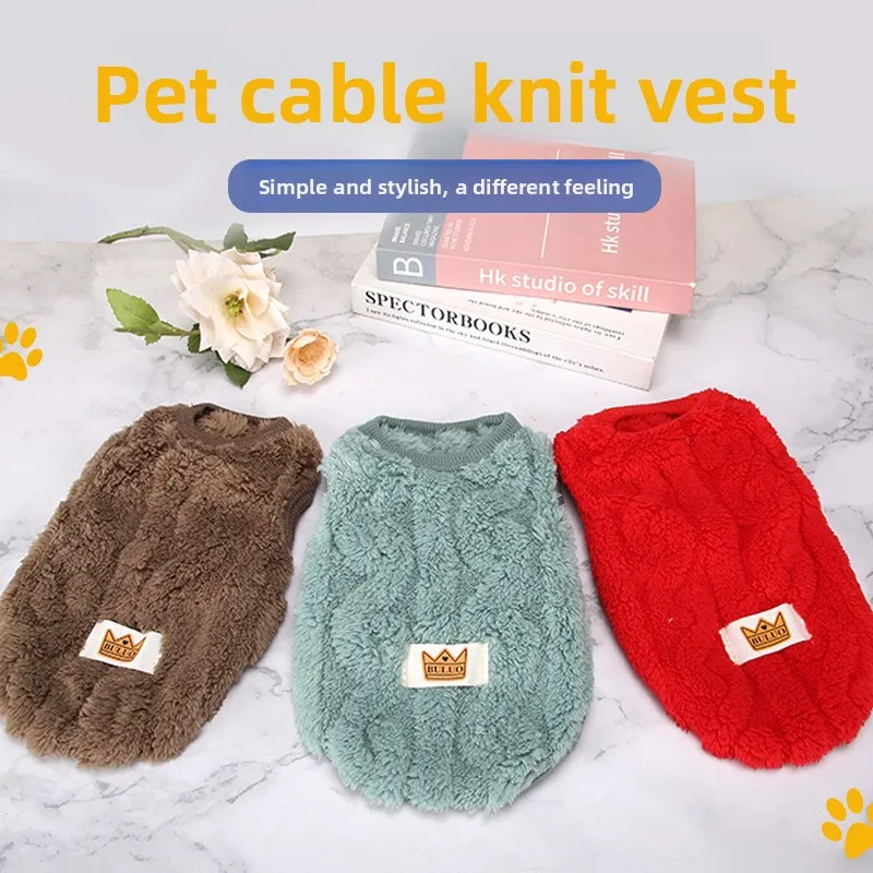 Cat/Small and Medium Sized Dog Autumn/Winter Warm Double Sided Plush Sleeveless Tank Top Lightweight Cold Resistant Pet Coat