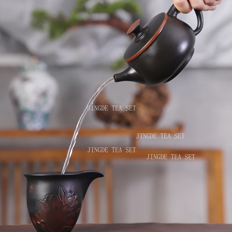 300ml Yunnan Purple Pottery Teapot High End Household Large Capacity Hanwa Teapot Rotating Phoenix Singing Pot Handmade Tea Set