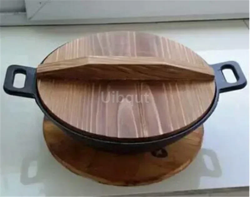 Wooden Pot Lid Handmade Fir Anti-scalding Wok Lid Hypotenuse Iron Wood Lid Iron Wok Wooden Pan