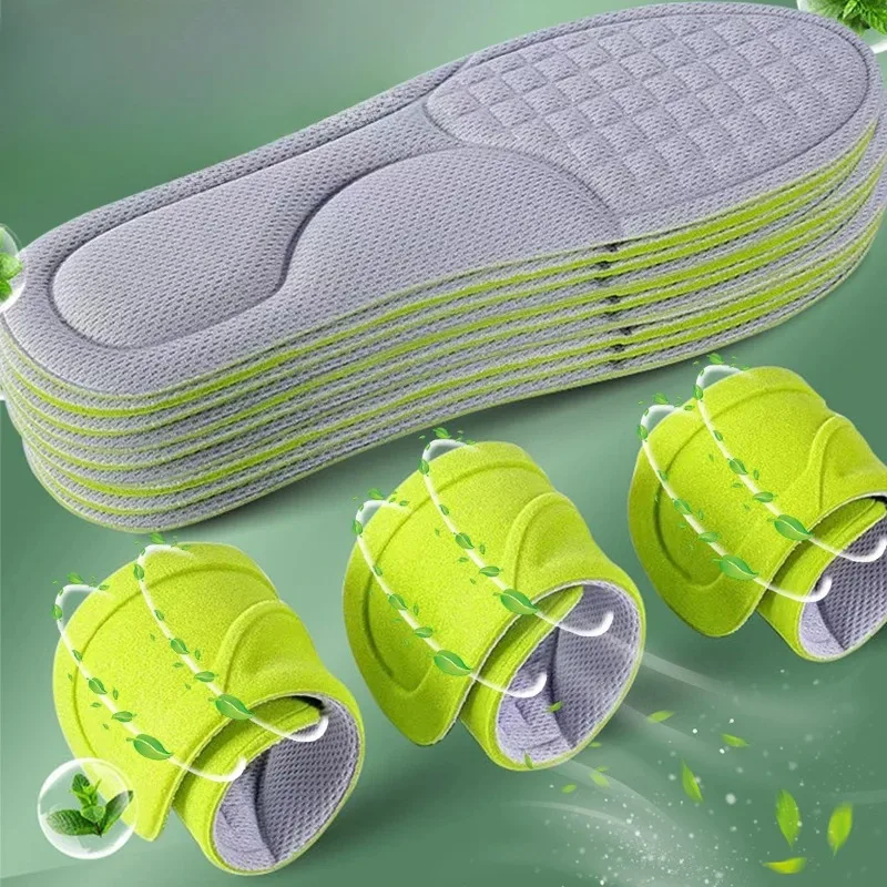 2/16Pcs Unisex Memory Foam Orthopedic Insoles Men New Absorb-Sweat Massage Sneakers Insole Soft Antibacterial Shoe Accessories Orthopedic Insoles