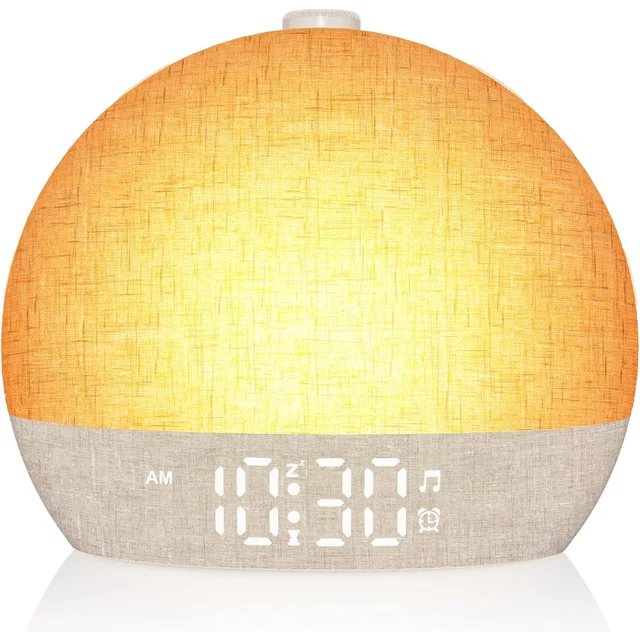 Wake Up Light Sunrise Alarm Clock Timer 30 White Noise Sound Machine Dimmable RGB Night Lights Sleep Aid Snooze Ideal for Gift 1