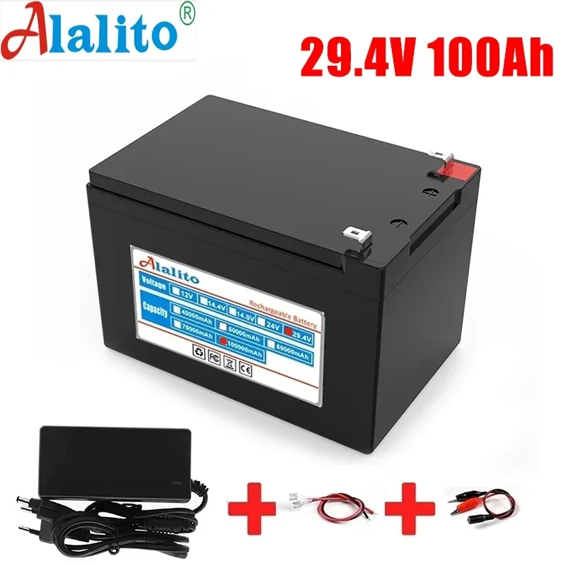 

24V 7S4P 100000mAh high power 50Ah 18650 lithium battery with BMS 29,4v electric bicycle battery for various tools+charger