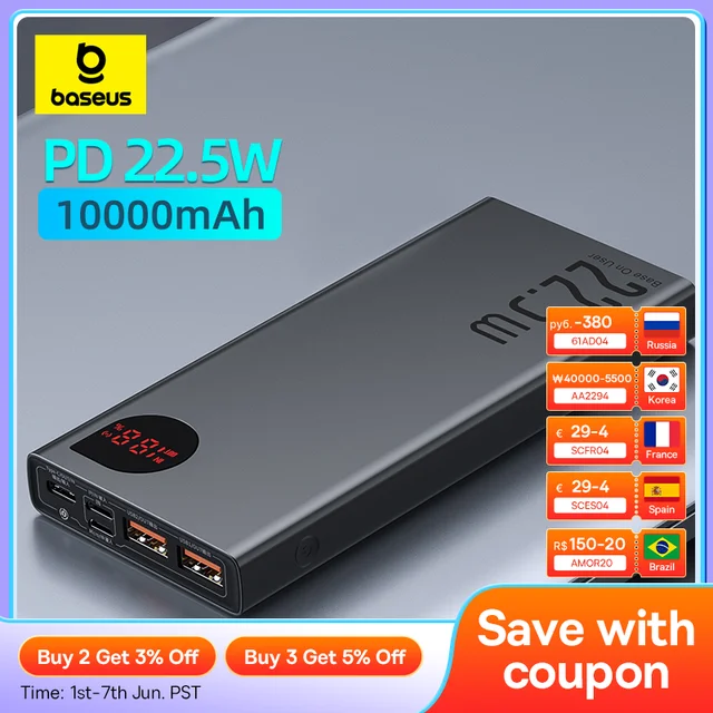 Baseus 22.5W PD 고속 충전 보조배터리: 휴대성과 탁월한 성능의 완벽한 조화
