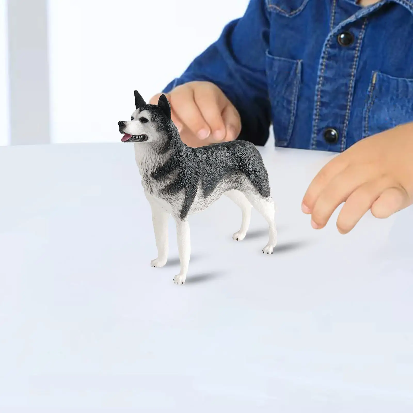 Realistic Dog Figure Toys Husky Dog Statue, Decorative,Animal Figurines Small Animal Toys for Girls Boys