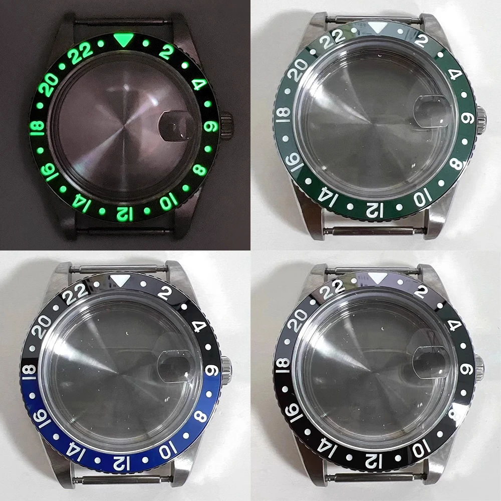 

Unidirectional Click Green Luminous GMT Bezel Watch Case, 39mm Stainless Steel Acrylic Glass Case for NH34 NH35 NH36 Movement