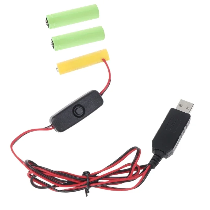 고성능 4.5V LR6 AA 더미 배터리 제거기 LED 조명 라디오용 ON OFF 스위치가 있는 USB 전원 케이블