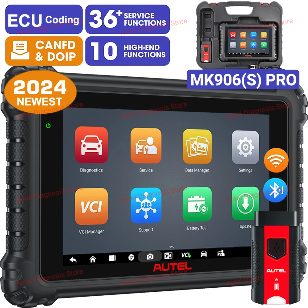 Automotive Diagnostic Scanner Autel MaxiCOM MK906S PRO Car OBD2 ECU Coding Active Test CAN FD DoIP