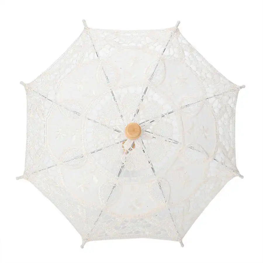 Handmade Lace Umbrella Silk Cloth Lace Flower Embroidery Parasol Wedding Bride Photography