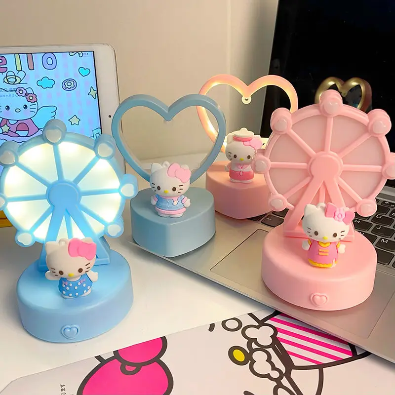 

Hello Kitty Cinnamoroll Kuromi, творчество Sanrio, моя мелодия, колесо обозрения, настольная ночная версия, ручная игрушка «сделай сам», мини настольная лампа, подарок