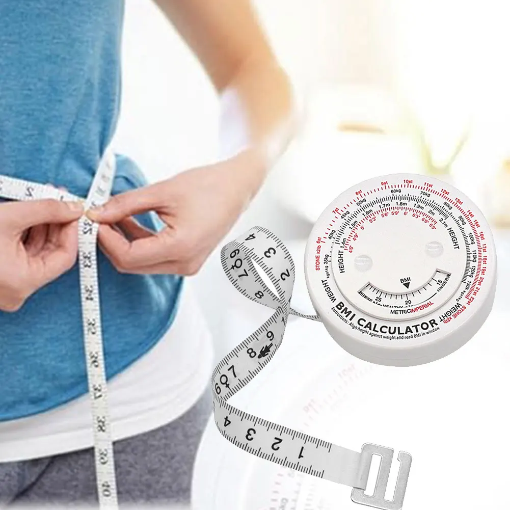 휴대용 150cm BMI 계산기 줄자 신체 크기 및 체중 관리용 수축식 디자인