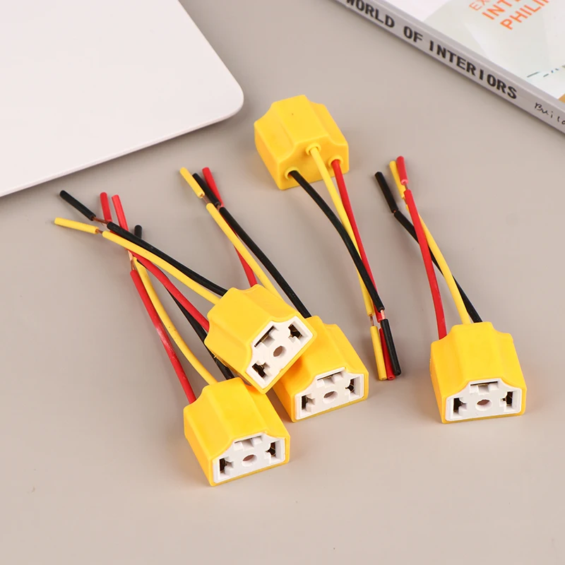 Car Headlight Ceramic Socket Connector 5Pcs H4 Ceramic Plug Heat Resistance Headlight Wiring Harness Plug Adapter H4 Socket