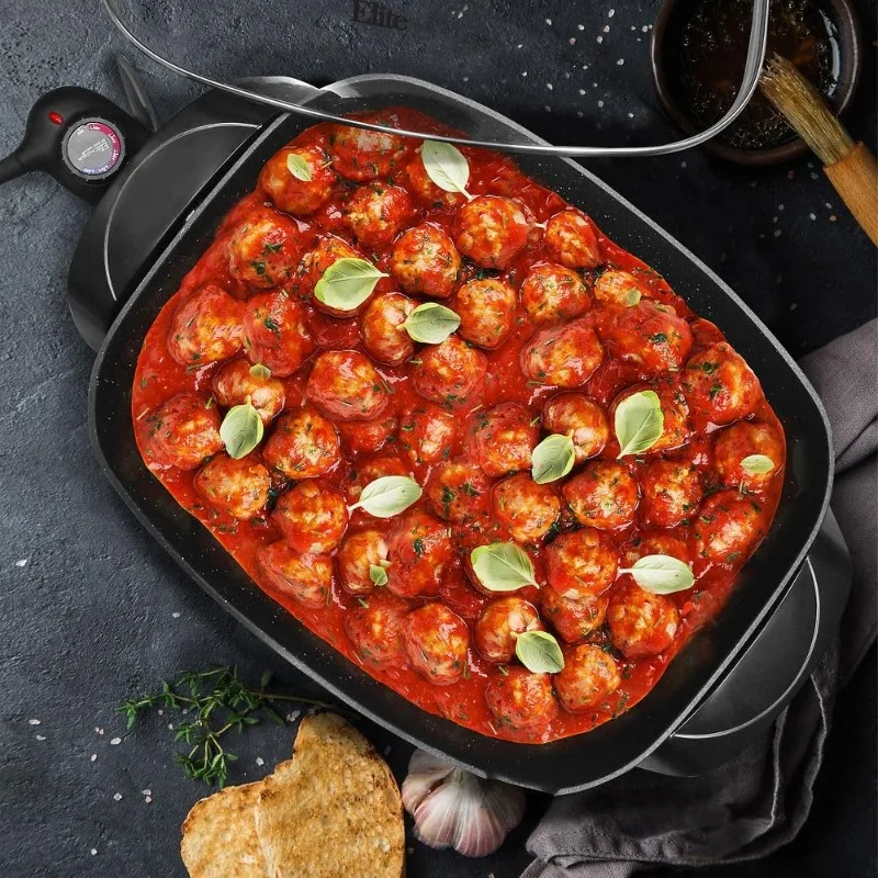 Electric frying pan(10.5Qt.)Scratch Resistant, Easy Pour Spout Dishwasher Safe,Non-stick Electric Skillet,Adjustable Temperature 4