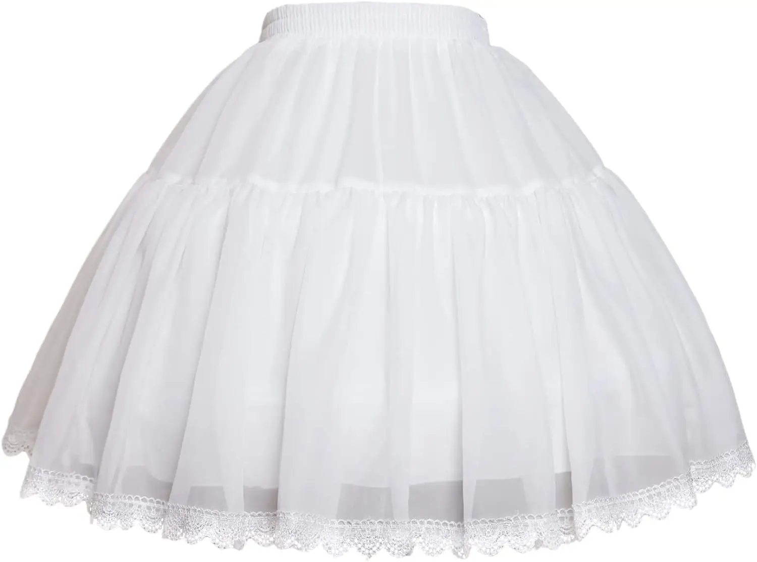 Women Girls Crinoline Short Petticoat 2 Hoops Skirt Chiffon Ball Gown with Lace Half Slip Underskirt women girls crinoline short petticoat 2 hoops skirt chiffon ball gown with lace half slip underskirt