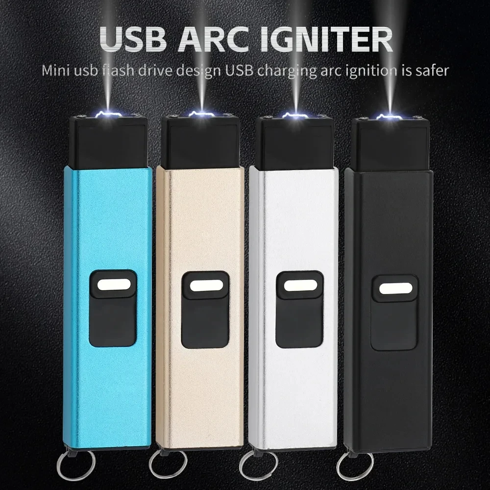 

Windproof Arc Metal USB Rechargeable Lighter LED Lighting Flameless Pulse Lighter Outdoor BBQ Kitchen Tool Unusual Men's Gifts