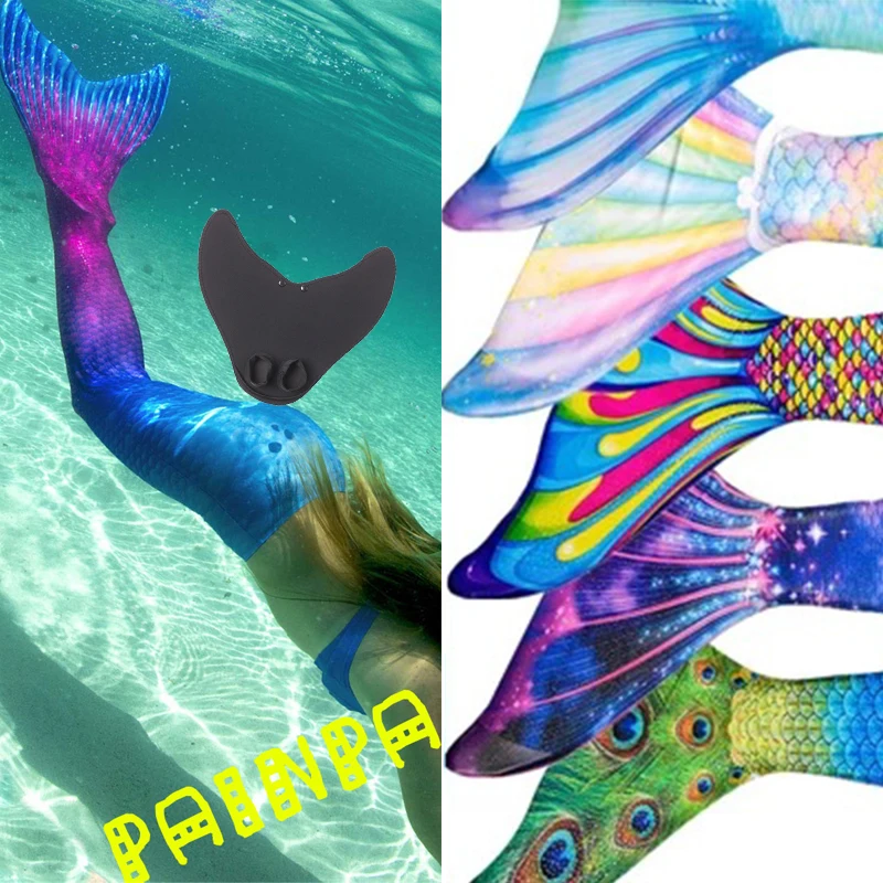New Mermaid Tail Costume Da Bagno Ragazza Cosplay Ariel Bathing Beach Costume Da Stampa Nuotabile Bambini Halloween Sirenetta Con Pinna Monopinna
