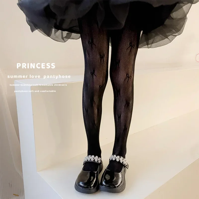 1 Piece Summer Cute Kids Tight for Girl Korean Fashion Lace Bow Pantyhose Thin Fishnet Mesh Legging Stocking Sock School Sock