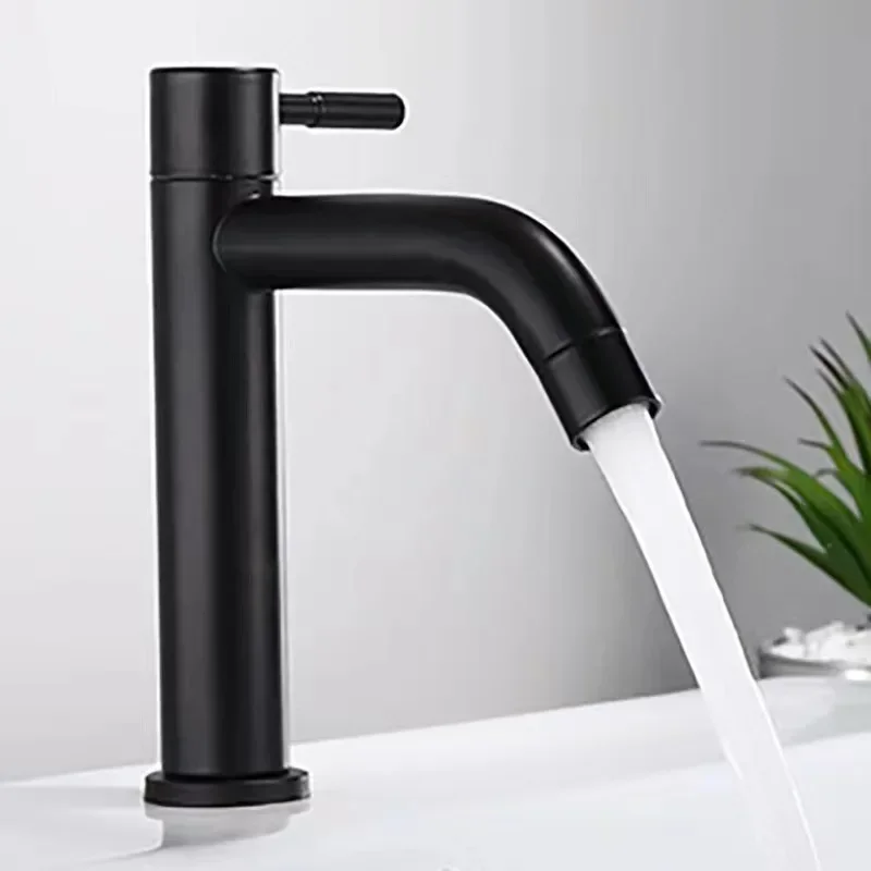 Basin Faucet 304 Stainless Steel Single Cold Water Tap Deck Mounted Lengthening and Raising Basin Sink Tap basin faucet