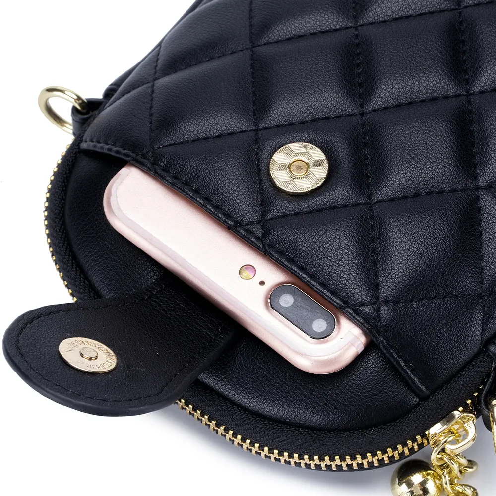 Borsa a tracolla piccola quadrata alla moda Borsa a tracolla nera con catena PU borsa per donne ragazze San , come da immagine