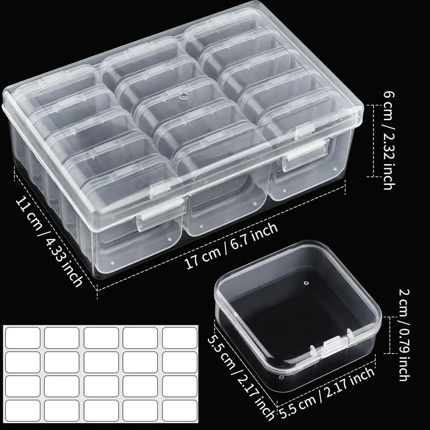 Bead Organizers Container Plastic Storage Case Mini Bead Holder Boxes with Lid Sticker for Beading Craft Jewelry Making Supplies