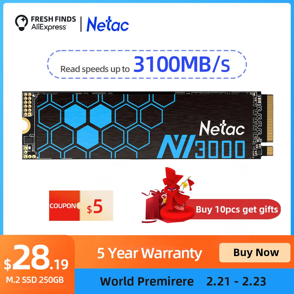 Netac M2 SSD NVMe 250gb 500gb 1tb SSD M.2 2280 PCIe SSD Internal Solid State Drive Disk for Laptop Desktop - Апрельский топ товаров с Али
