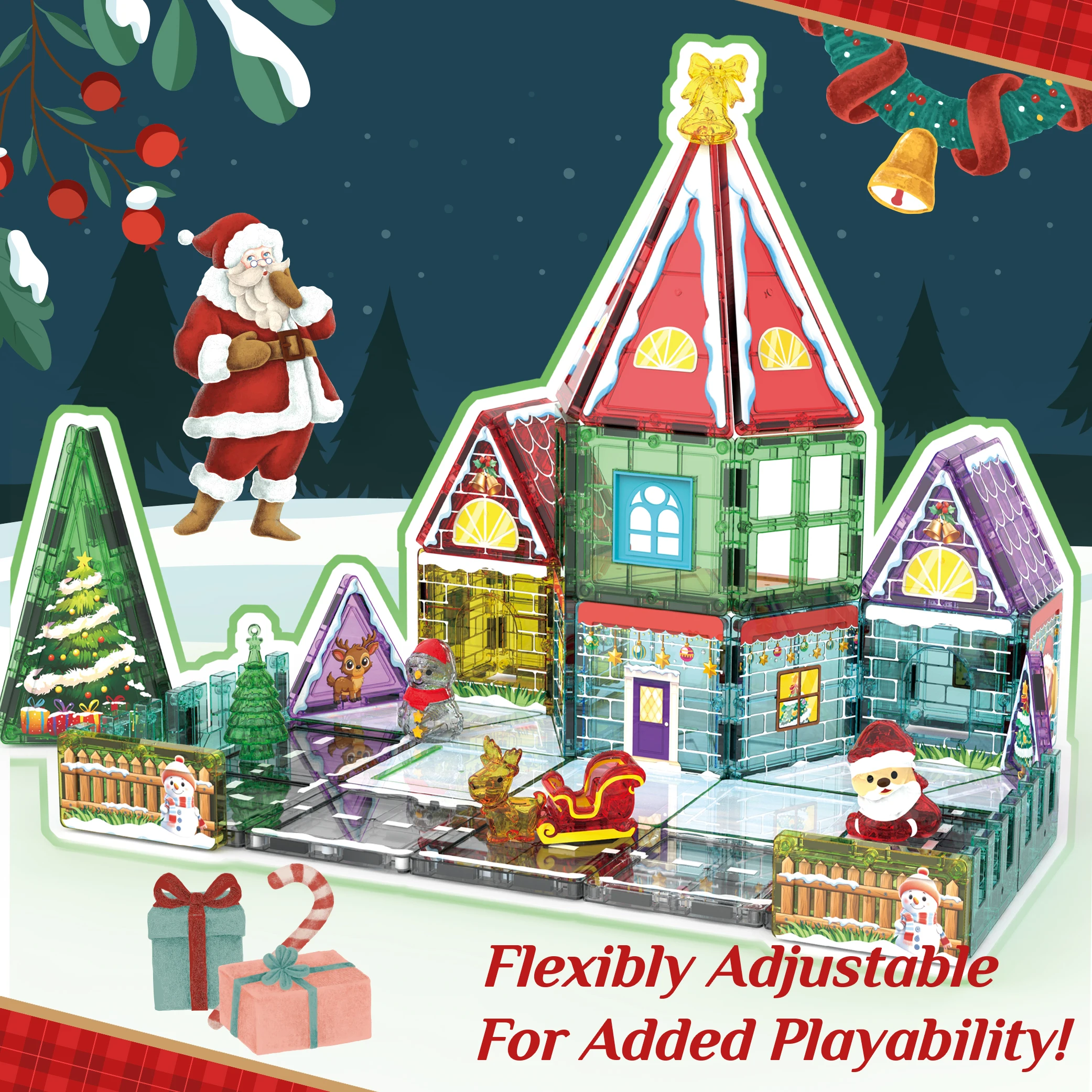 2025 Christmas Colorful Window Magnetic Tile Building Blocks Set