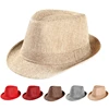 Breathable Linen Jazz Hat Men Women Summer Chapeau 1920s Classic Panama Hats Performance Party Costume Fashion Cowboy Caps Retro 4
