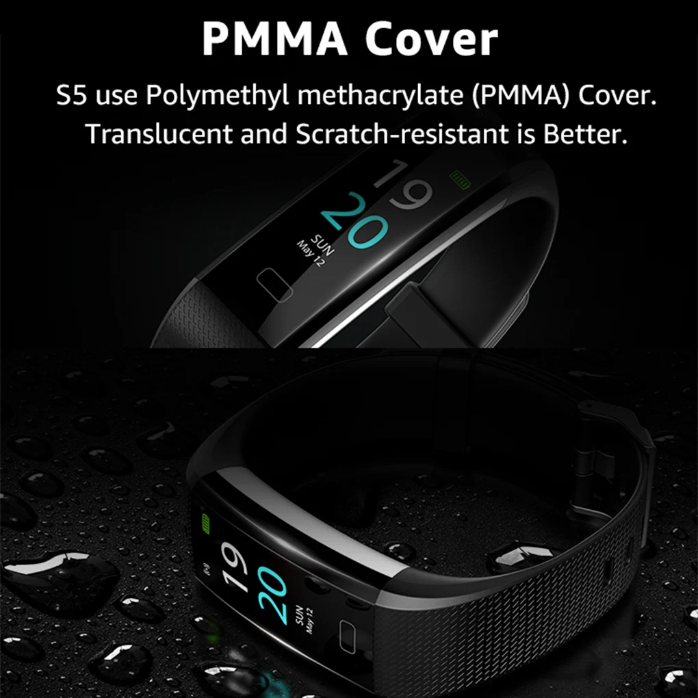 Runmifit Smart Wristband Heartrated Blood Pressure Bracelet Waterproof Body Temperature Wristband, Light Grey