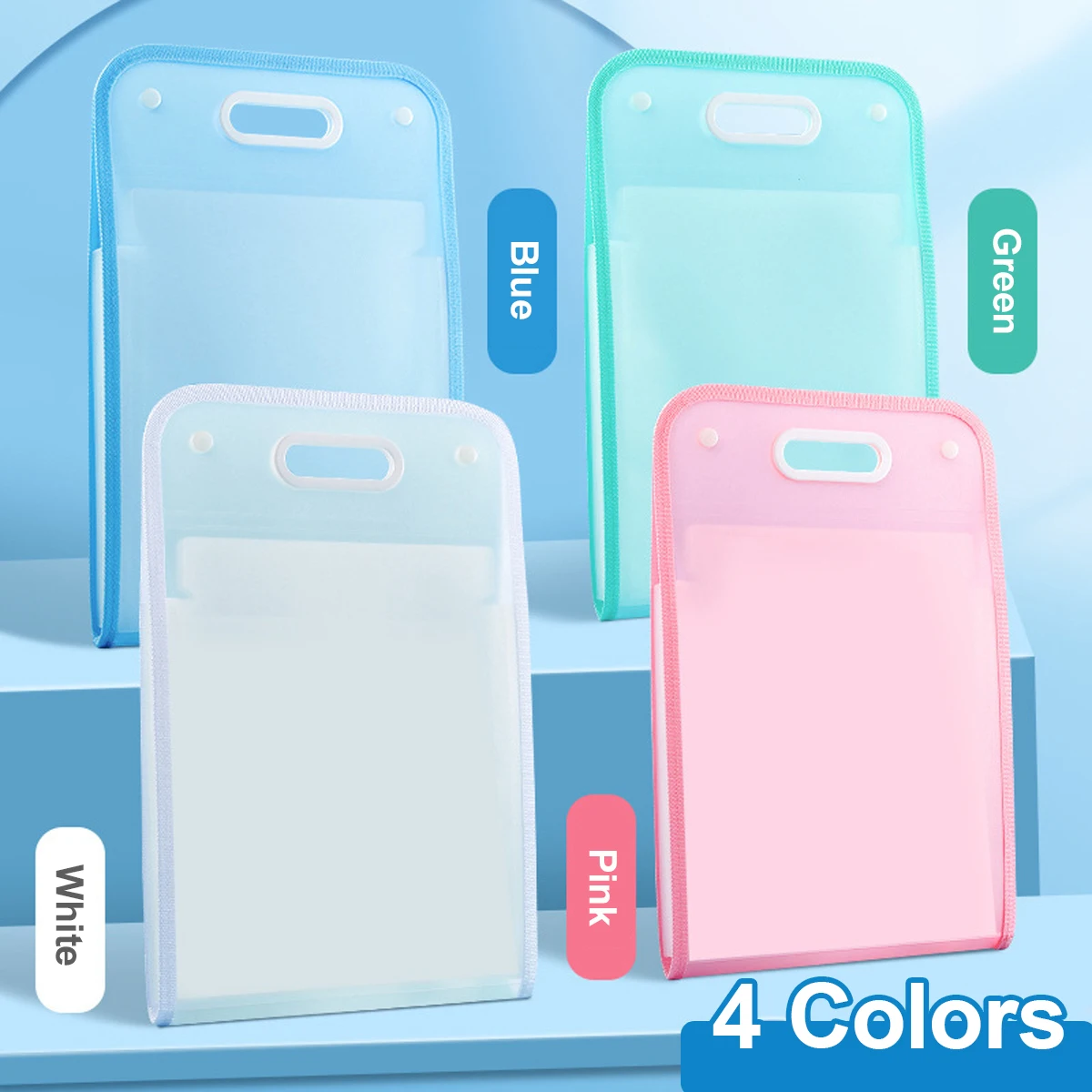 Kawaii Vertical Accordion Bag Student Examination Paper Portable Storage Bag PP Translucent File Folder 13 Compartment File Bags file folder,file bag,transparent folder,transparent storage bag