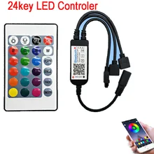 

24key LED Infrared Bluetooth RGB Controler 1 to 2 Controller IR Remote Dimmer DC 5-24V For Smartphone APP dimming lamp