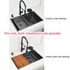 Undermount or Above Mount kitchen sink Matt black Nano Washing Basin with chopping board Cup washer304 Stainless Steel sinks 5