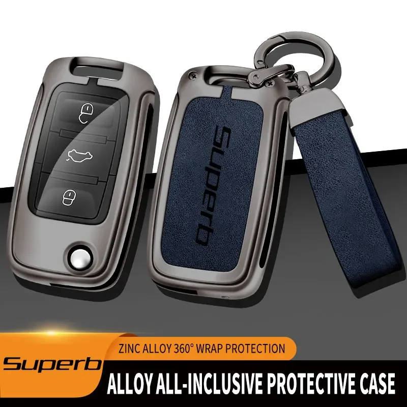 Zinc Alloy Car Remote Key Case For Skoda Superb 1 2 3 Remote Control Protector For Škoda Superb Car Key Holder Car Accessories — view 3