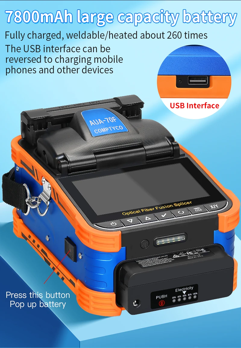A-5/FS-60F/AUA-70F Optical Fiber Fusion Splicer 6 Motor Multilingual SM MM Fiber
