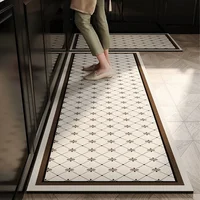 Kitchen Carpet Leather Oil-proof Waterproof Floor Mat Non-slip Pvc Foot Mats Plaid Long Size Rug Home Decoration Rugs Alfombra 1
