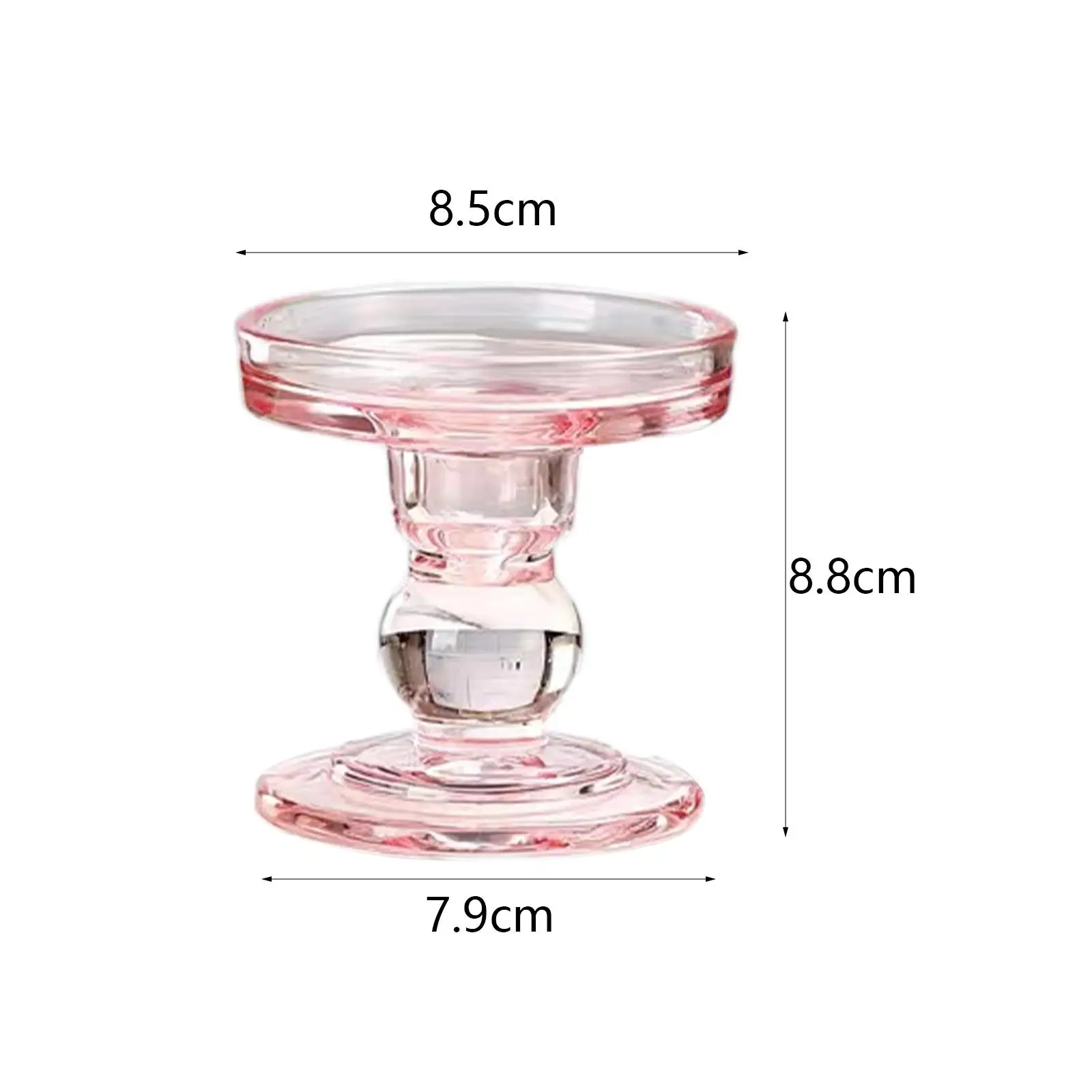 Candle Holder Pink Glass Candlestick Holder Pillar Candle Stand for Valentine's Day Wedding Dining Room Anniversary Festival