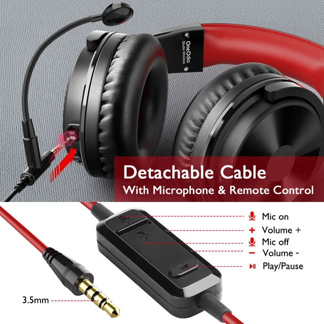 OneOdio 110H Wireless Bluetooth 5.2 + Wired Gaming Headphones, 2-in-1 with Mic 5